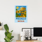 Poster Pozzallo Sicile avec La Torre Cabrera (Bureau à domicile)