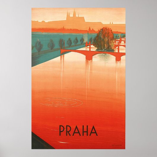 Poster Prague, ponts, voyage vintage (Devant)