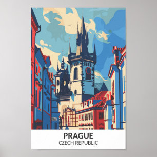 Poster Prague République tchèque Retro Voyage d'oeuvres d