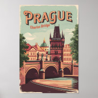 Prague République tchèque Travel Art Vintage