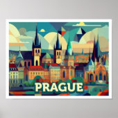 Poster Prague Tchèque Voyage artistique coloré (Devant)