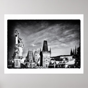 Poster Prague & tour de la tour Charles /Tchèque