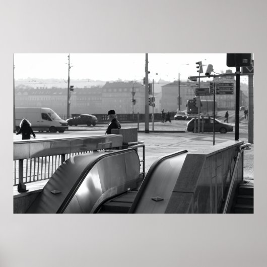 Poster Prague Urban Noir : Escalator Light (Devant)