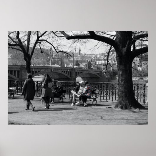 Poster Prague - Vue Mala Strana avec couleur sélective (Devant)