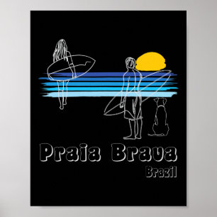Poster Praia Brava Brésil, Plage de surf Guy de surf avec