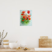 Poster Prairie de coquelicots, aquarelle - (Cuisine)