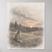 Poster Prairie de coucher de soleil | Forêt de graphite r (Devant)