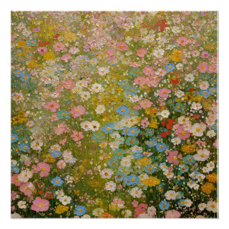 Poster Prairie de fleurs sauvages colorées 2