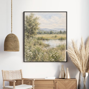 Poster Prairie de fleurs sauvages paisible
