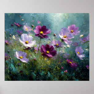 Poster Prairie de fleurs sauvages violettes en fleurs