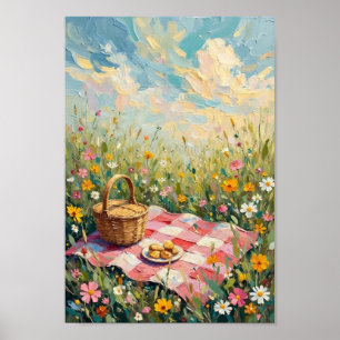 Poster Prairie de pique-nique vintage Art de la campagne