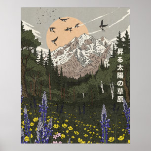 Poster Prairie du Soleil Levant
