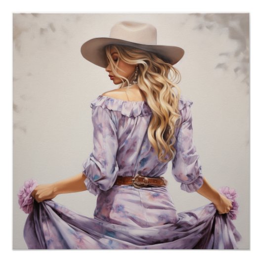 Poster Prairie Lilac : Cowgirl Wall Art (Devant)