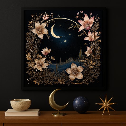 Poster Prairie Lunaire Enchantée