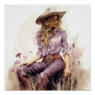 Poster Prairie Pastels : Cowgirl Wall Art