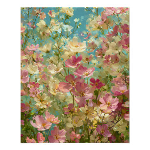 Poster Prairies de fleurs sauvages colorées 3