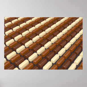 Poster Pralines de chocolat noir, blanc et lait