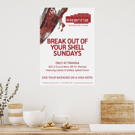 Poster Pranna Dimanche Rouge clair (Cuisine)