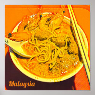 Poster Prawn Laksa foodie Malaysia Asian travel