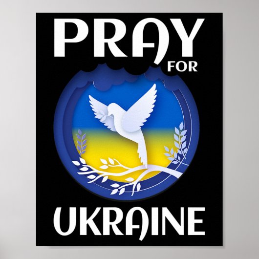 Poster Pray For Ukraine Support Ukrainian  (Devant)