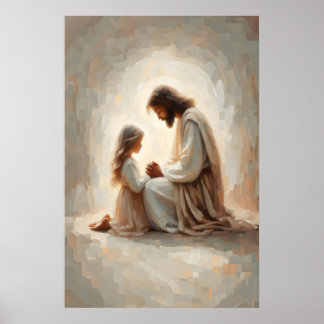 Poster Pray With Me Jesus and Girl Praying Jesus and Kids