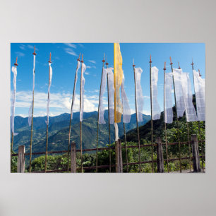 Poster Prayer Flags in Bhutan eastern mountains
