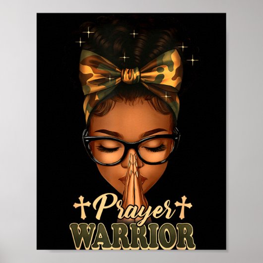 Poster Prayer Warrior Christians Camo African American Af (Devant)