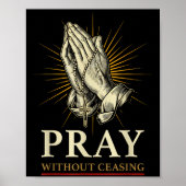 Poster Praying Hands Jesus Cross Rosary Faith Devotion Pr (Devant)
