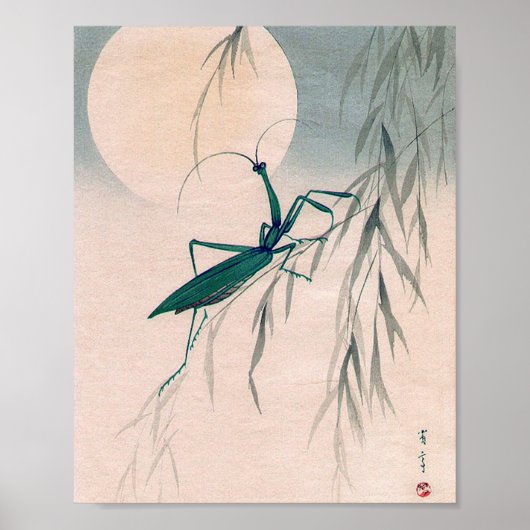 Poster Praying Mantis and the Moon, Watanabe Seitei (Devant)