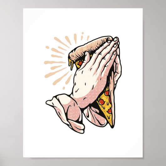 Poster Praying Pizza Hands - Thank You Lord For This Food (Devant)