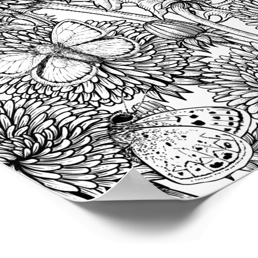 Poster Pré Dandelion en noir et blanc (Coin)