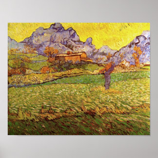 Poster Pré dans les montagnes Van Gogh Art