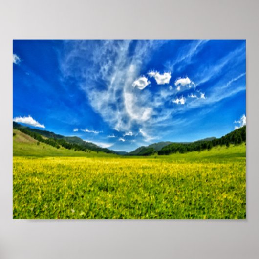 Poster pré de printemps et ciel bleu (Devant)