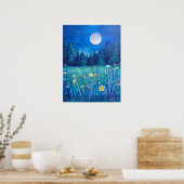Poster Pré et forêt sous une Pleine lune (Cuisine)