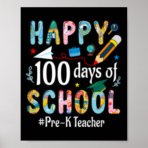 Poster Pré-k Enseignant Amusant 100ème Jour De L'École