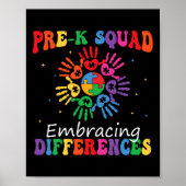 Poster Pré K Squad Accepter les différences Autisme Sped (Devant)