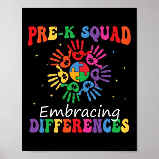 Poster Pré K Squad Accepter les différences Autisme Sped (Devant)