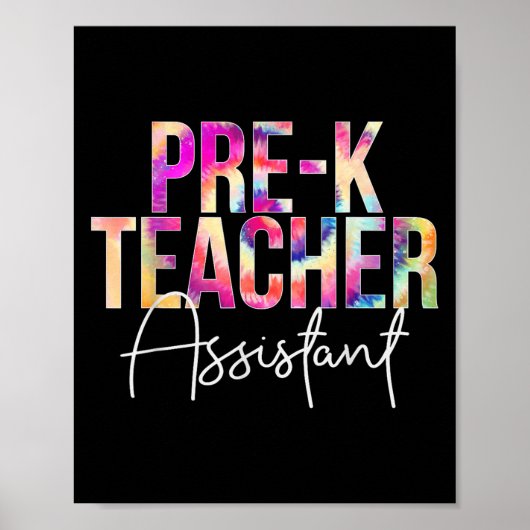 Poster Pre-k Teacher Istant Tie Dye Back To School Apprec (Devant)