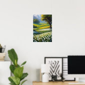 Poster Pré vert et Fleurs blanches (Bureau à domicile)