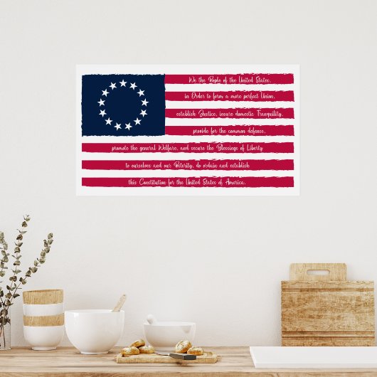 Poster Préambule de la Constitution Drapeau Betsy Ross (Cuisine)