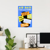 Poster Précautions relatives aux raids aériens (Bureau à domicile)