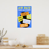 Poster Précautions relatives aux raids aériens (Cuisine)