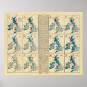 Poster Précipitations, la température, îles britanniques