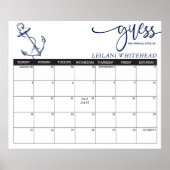 Poster Prédictions Baby shower Ancre nautique Date de dev (Devant)