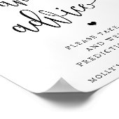 Poster Prédictions de baby shower, calligraphie minimalis (Coin)