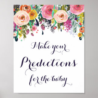 Poster Prédictions florales pour le Baby shower des signe