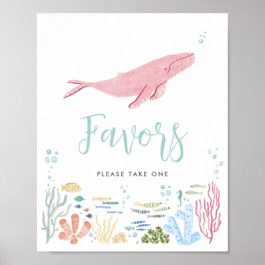 Poster Préfère La Baleine Rose Sous Le Signe Mer (Devant)