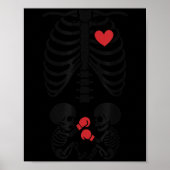 Poster Pregnant Skeleton Twin Halloween Skeleton Boxing T (Devant)