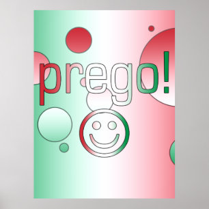 Poster Prego ! Italie Drapeau couleurs Pop Art