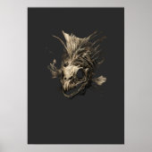 Poster Prehistoric Fish Skull Grunge Dark Art (Devant)
